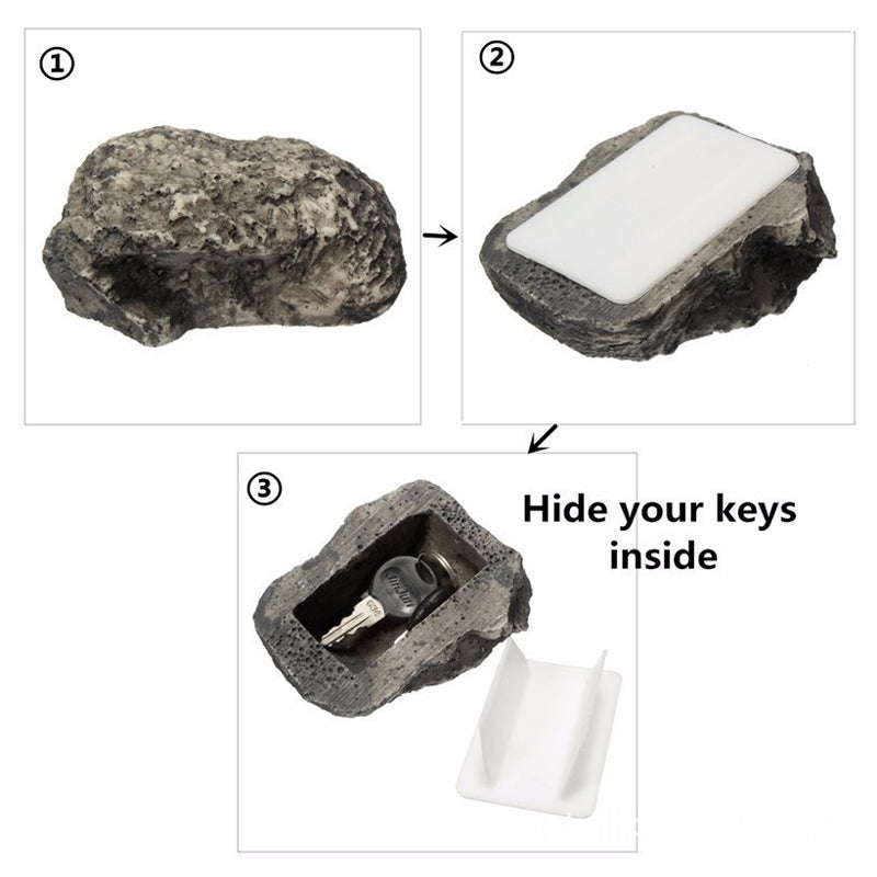 Key concealment device, stone-look key box for secure outdoor key hiding
