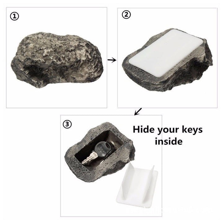 Key concealment device, stone-look key box for secure outdoor key hiding