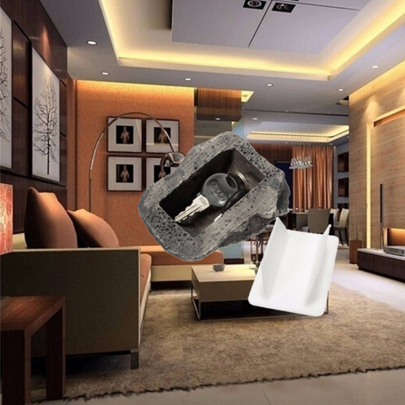 Waterproof key safe disguised as a rock, ideal for outdoor hidden key placement