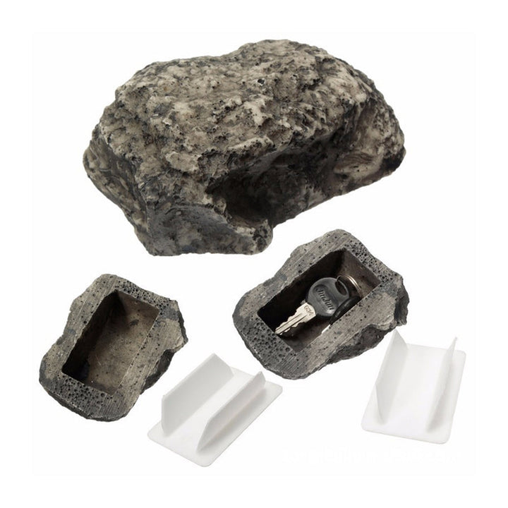 Weather-resistant key concealment box, realistic rock design for outdoor use