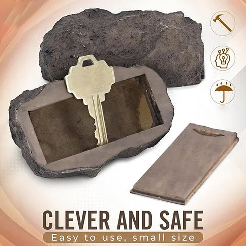 Garden rock key hider, secure and weatherproof for outdoor emergency key access