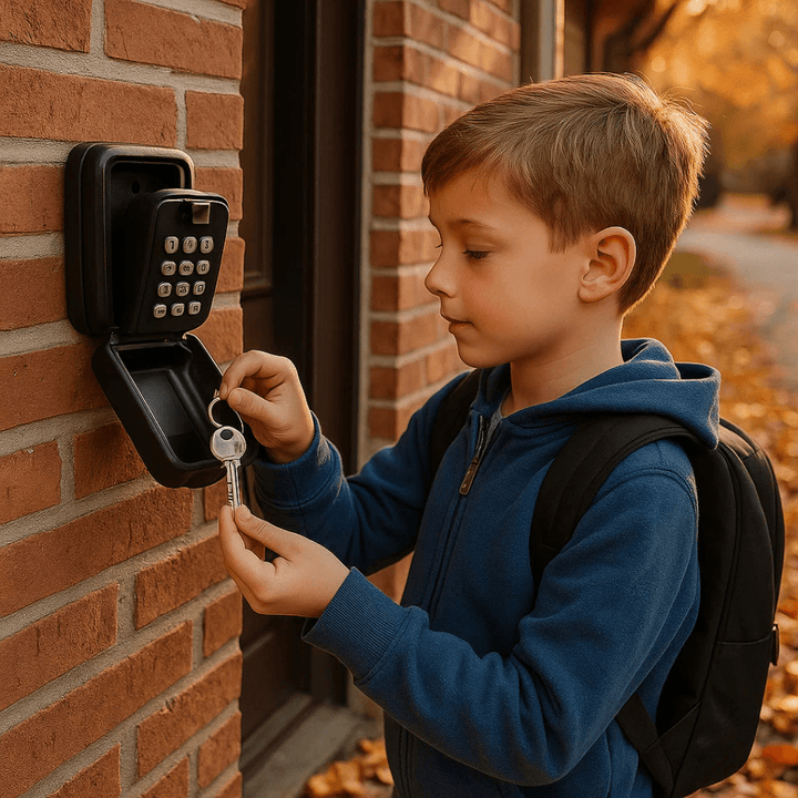 Secure home access with an outdoor key safe box. Great for spare keys, rental property management, and security.