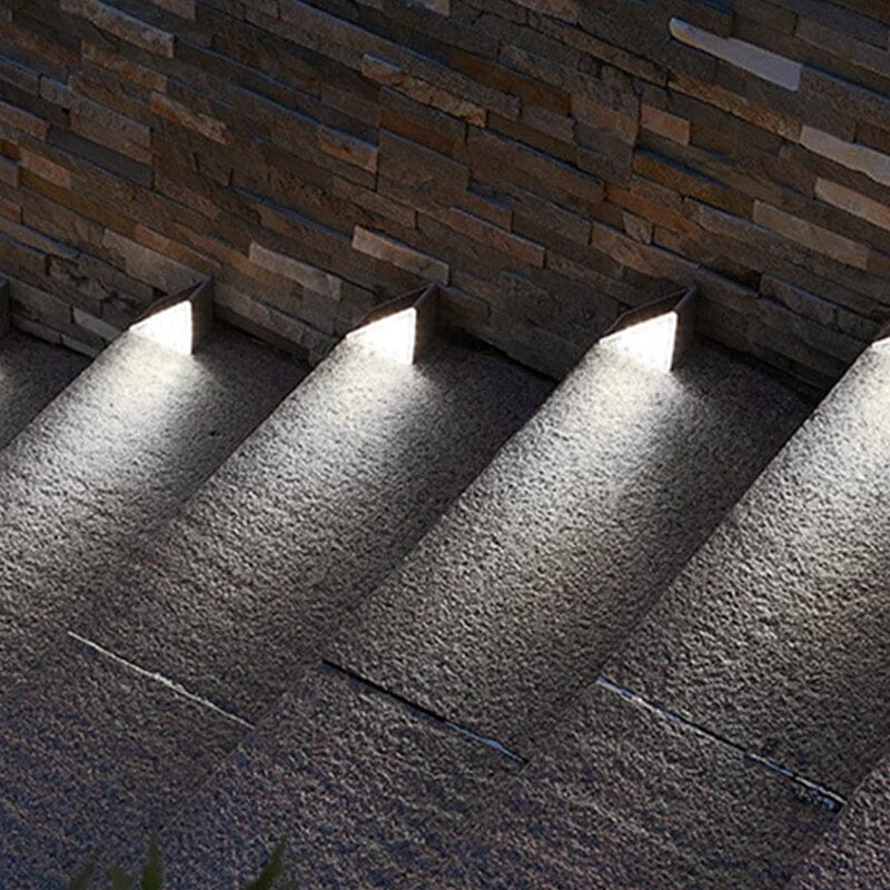 Bright LED solar step light providing waterproof illumination for outdoor garden steps