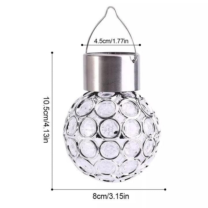 Outdoor solar hanging lantern at night, showcasing its long-lasting illumination for security and decor.