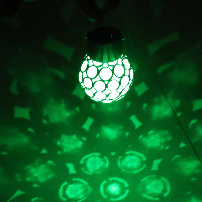 Modern outdoor solar hanging lantern design, ideal for contemporary garden or patio accessory.