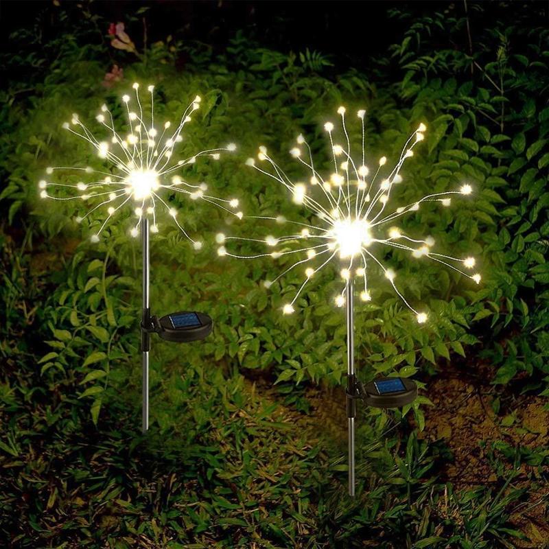Outdoor Solar LED Firework Garden Light, 120 LEDs, warm white, waterproof for yard decor