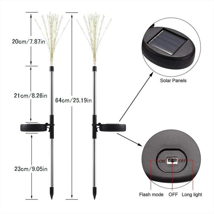 Solar LED firework light spike, easy to install, waterproof for garden, path and landscape lighting