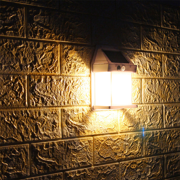 Outdoor solar wall light with motion sensor for home exterior, weatherproof