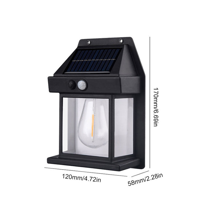 Compact outdoor solar wall light with passive infrared motion detector