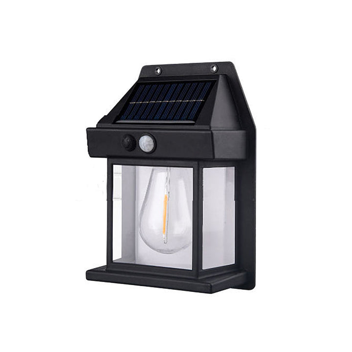 Solar light kit for outdoor walls, includes motion sensor for security