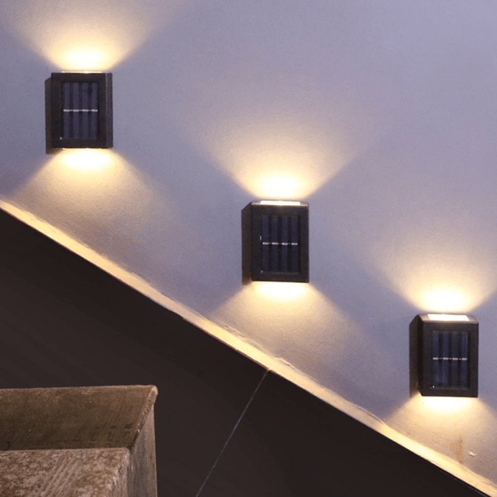 Courtyard solar wall mount light, offering soft illumination and energy savings