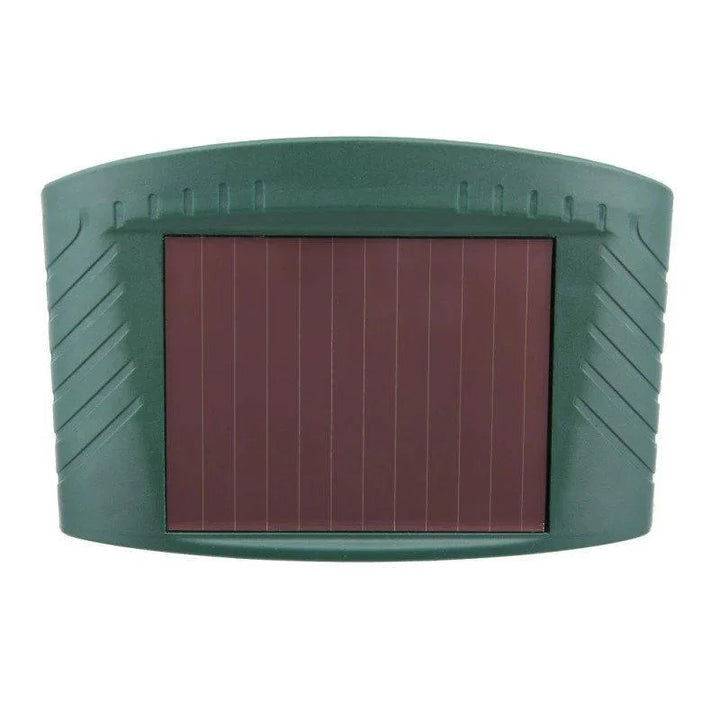 Durable outdoor ultrasonic deer repeller, solar-powered for continuous pest deterrence.