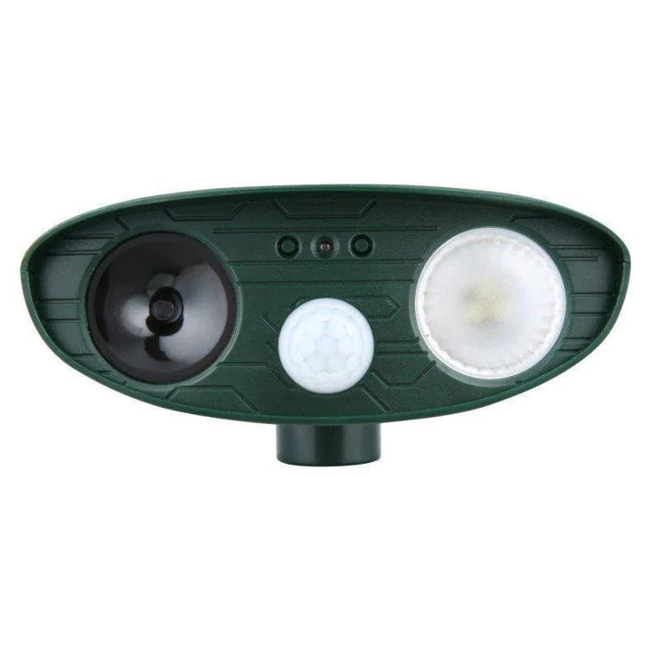 Yard protection: outdoor ultrasonic deer repeller with solar panel, keeping deer away humanely.