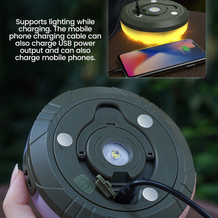 Portable LED string lights for outdoor use, 100 lumens, IP65 waterproof, camping essential.