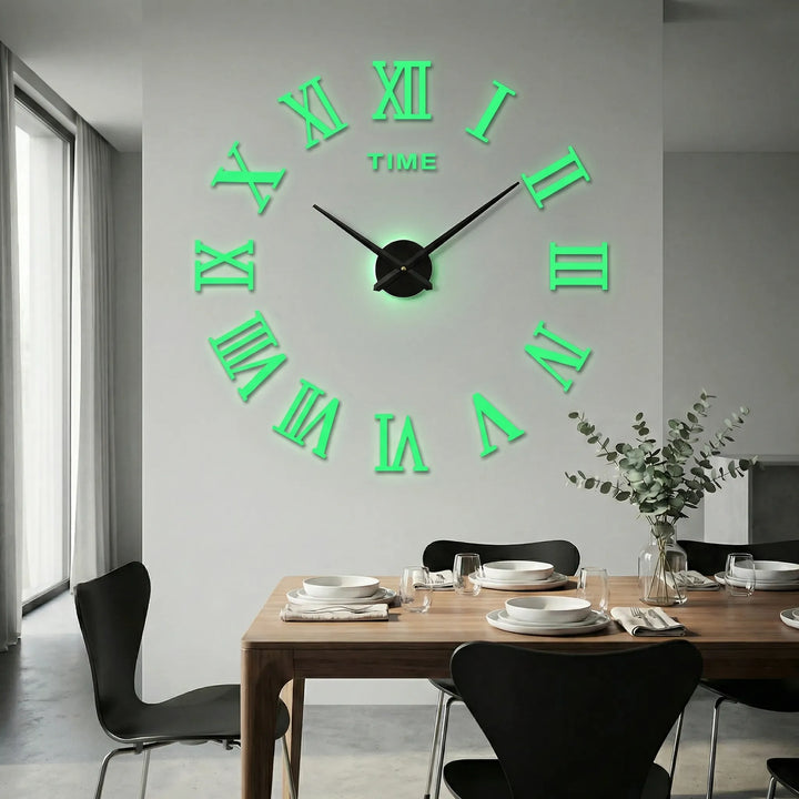 Oversized art wall clock, silent mechanism, perfect modern living room decor.