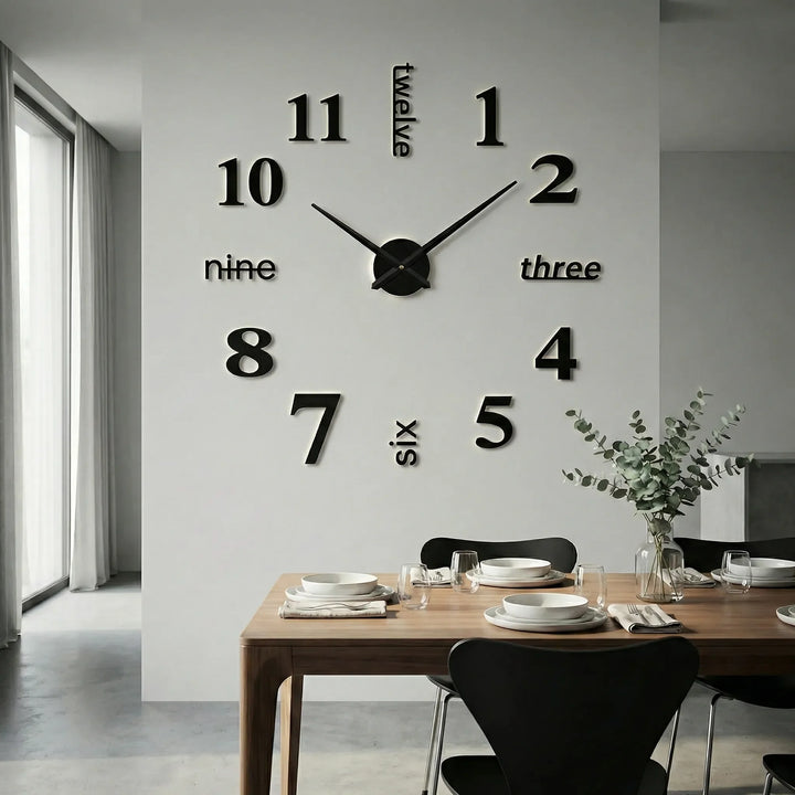 Statement piece: large silent wall clock, modern art decor for any room.
