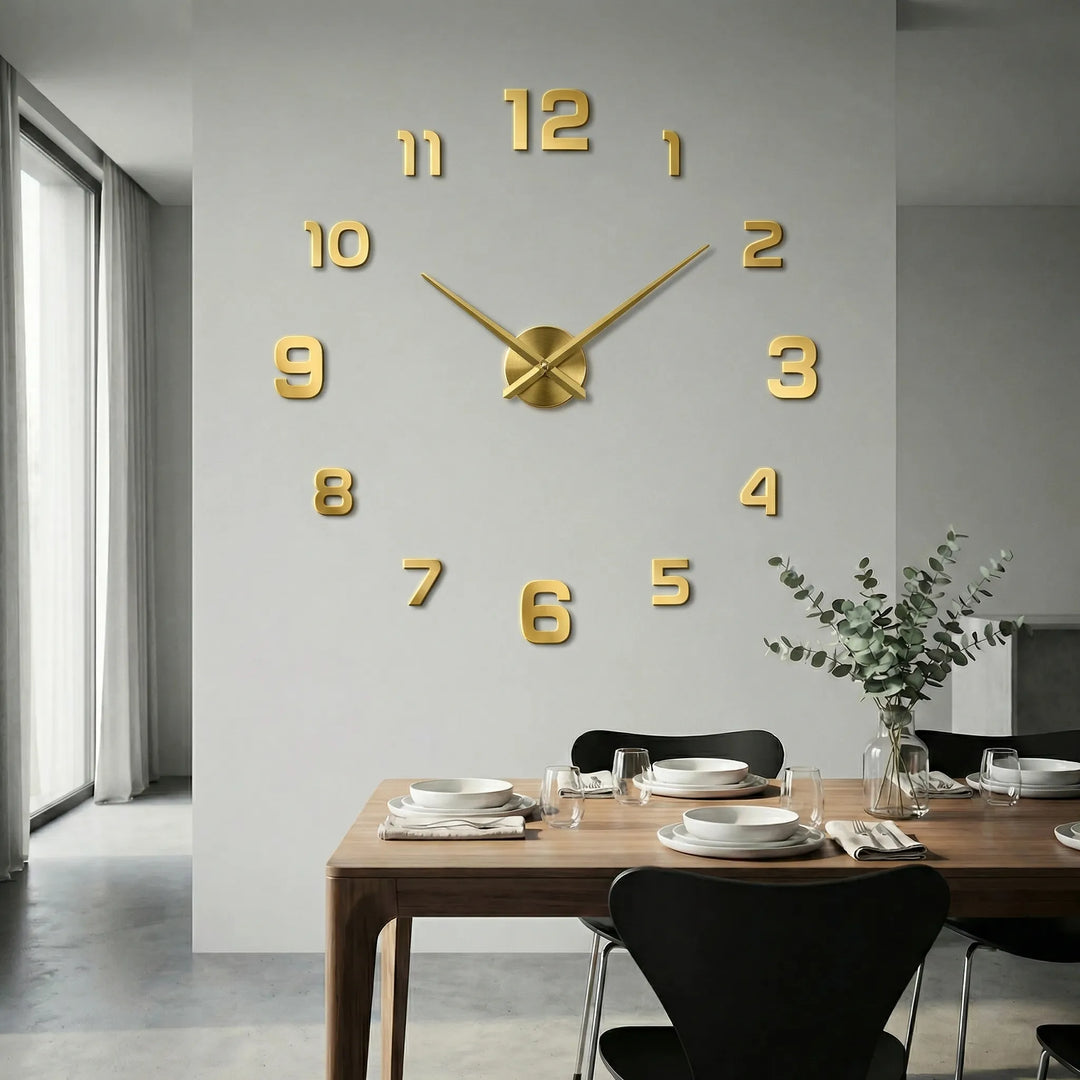 Art-inspired statement clock, silent operation for contemporary wall decor.