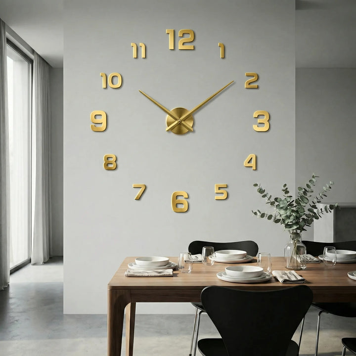 Art-inspired statement clock, silent operation for contemporary wall decor.