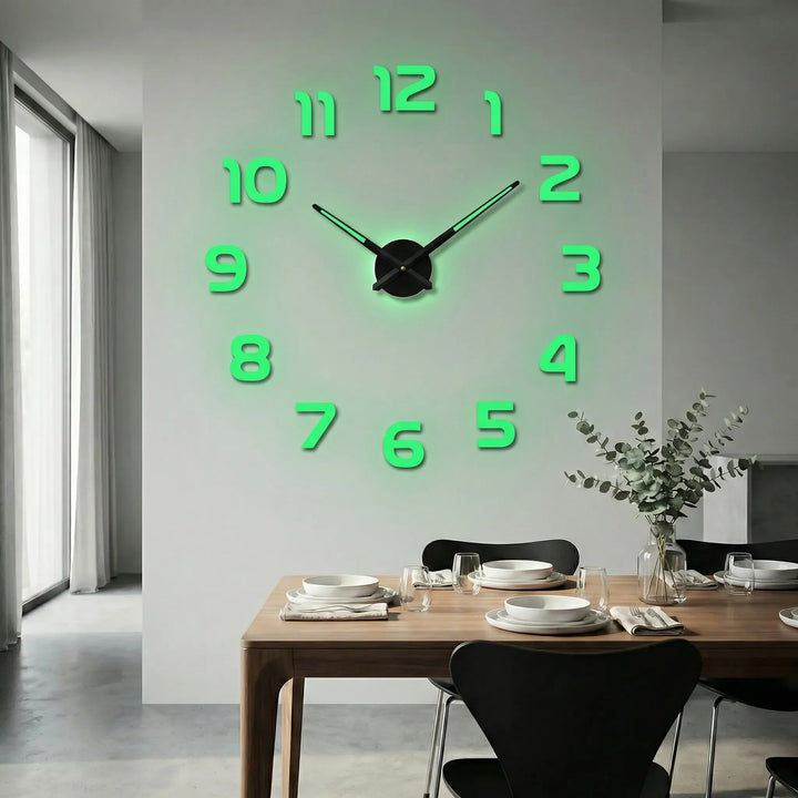 Minimalist oversized clock, silent wall art for chic home decor accents.