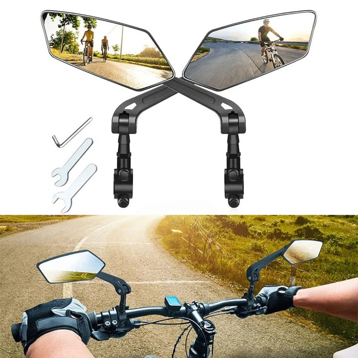 Stay safe cycling with these 2-pack bike handlebar mirrors, offering 360° rotation for a full rearview.