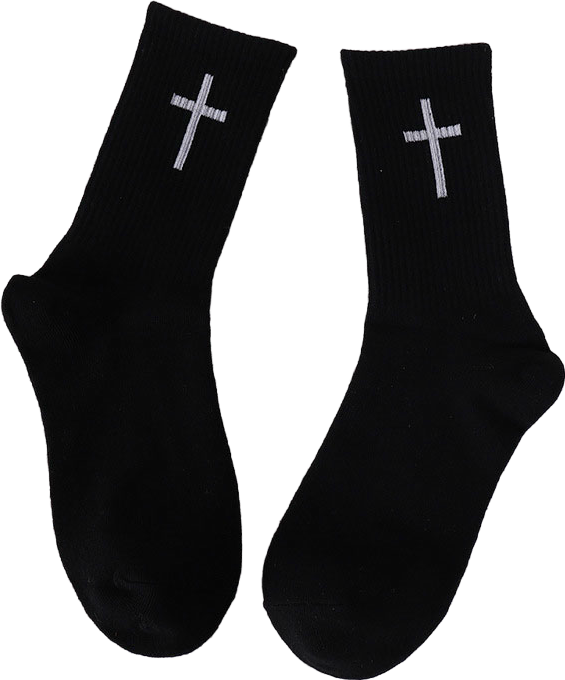 Soft cotton unisex ankle socks in black with a distinctive white cross pattern