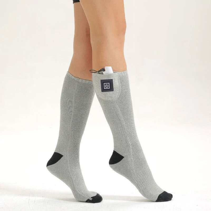 Detailed view of the fabric and stitching of unisex heated socks, ensuring durability and warmth.