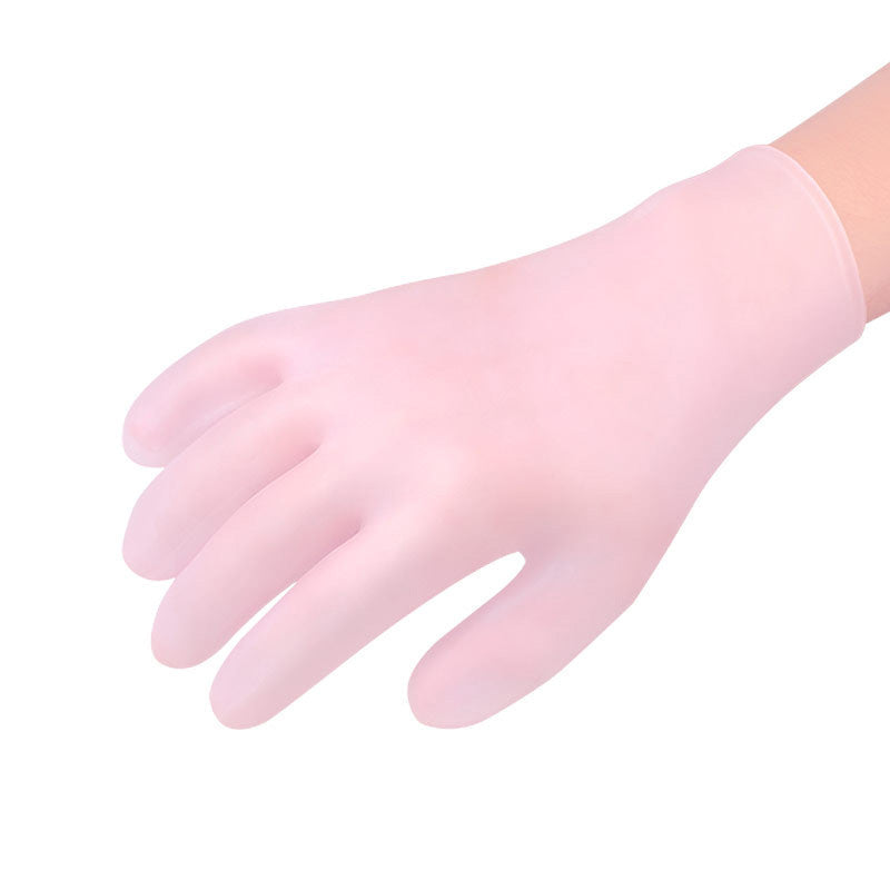 Set of moisturizing gel gloves with a beauty accessories kit for complete hand care.