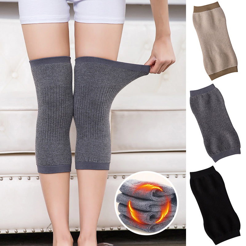 Close-up of soft cashmere fabric of thermal knee warmer, ideal for joint pain relief