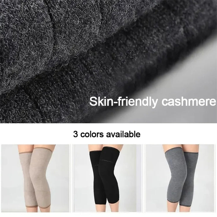 Thermal knee support warmers in neutral color, essential winter wear for joint comfort