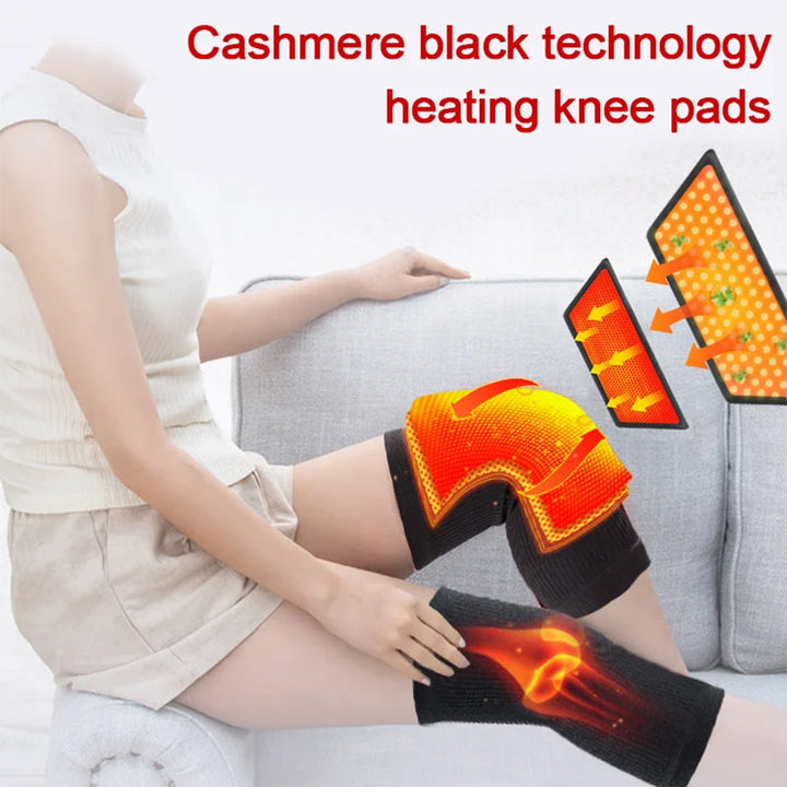 Detail shot of elastic cuff on cashmere knee warmer for secure and comfortable joint support