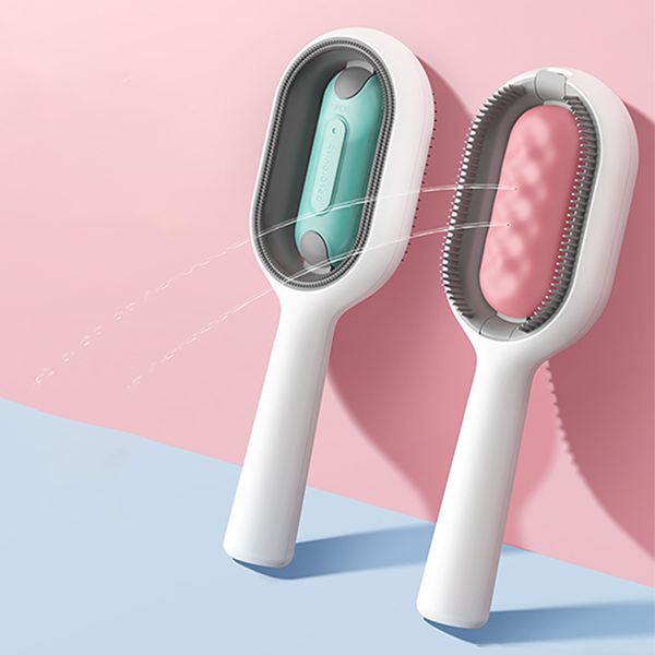 Cat brush with water spray, providing a gentle massage while removing loose hair.
