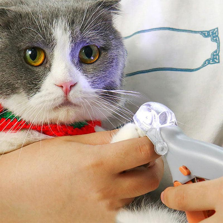 LED dog & cat nail clipper with bright light for precise, safe trimming & preventing over-cutting.