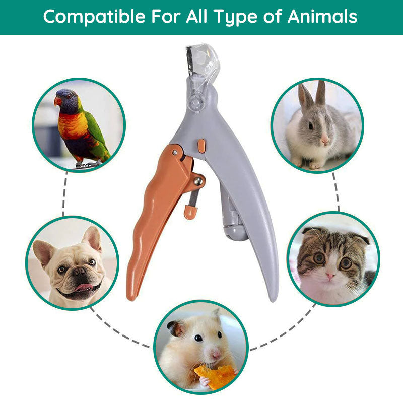 Precise LED pet nail clipper with magnifying light for accurate, safe cutting of dog & cat nails.