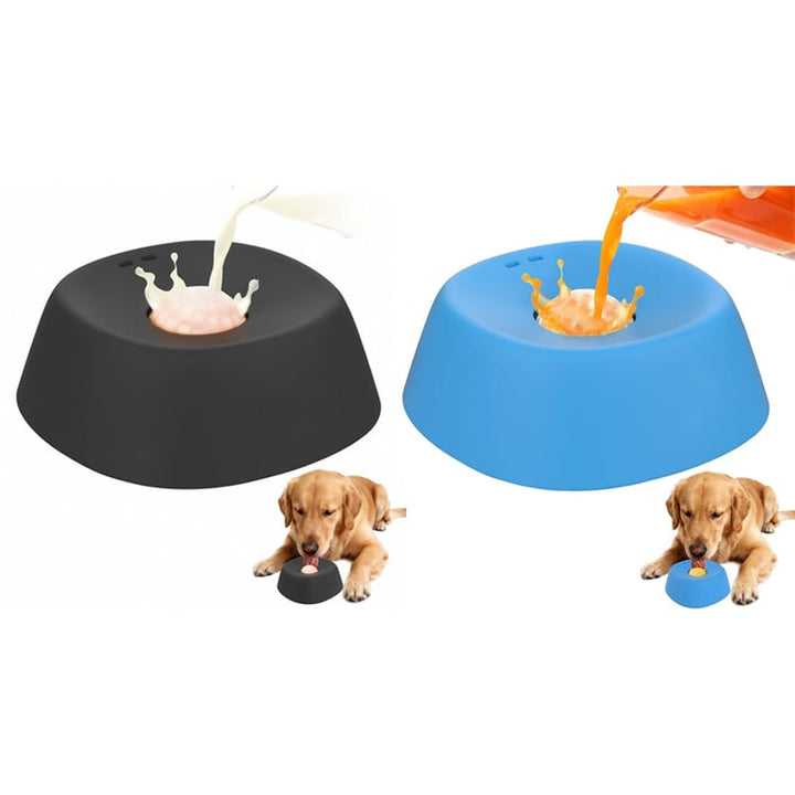 Blue silicone pet feeder bowl, engineered for anti-gulping dog hydration