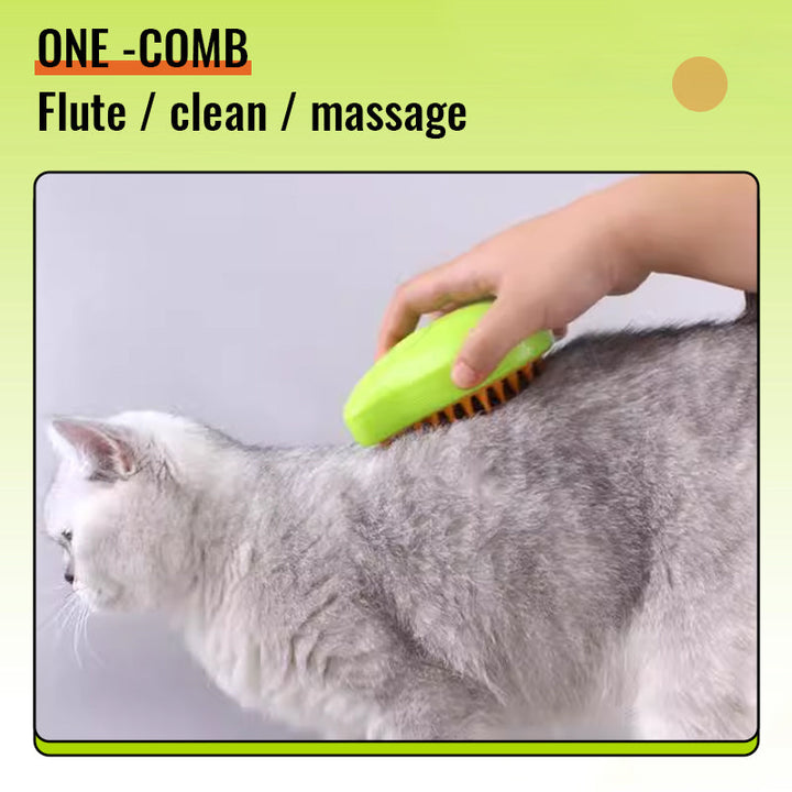 Close-up of Pet Steam Grooming Brush bristles, showing gentle design for dog and cat grooming