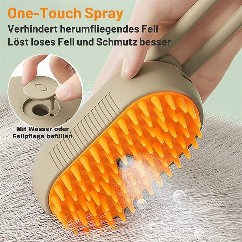 Pet Steam Grooming Brush for dogs & cats, deshedding & massaging fur for healthier coats