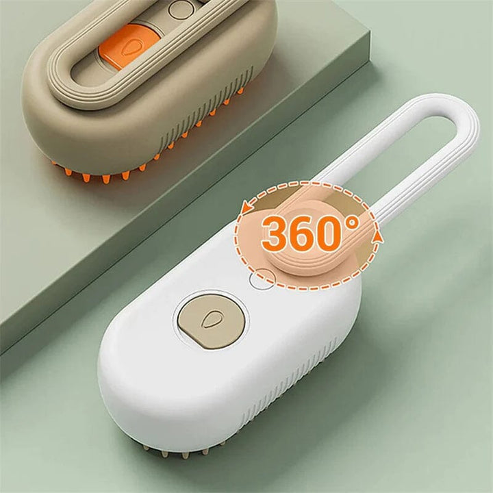 Pet owner demonstrating how to refill water in the Pet Steam Grooming Brush for continuous steam