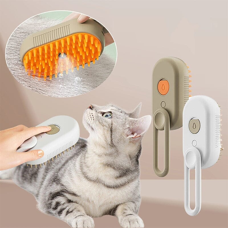 Detail of the Pet Steam Grooming Brush's steam outlet, ensuring gentle and effective grooming