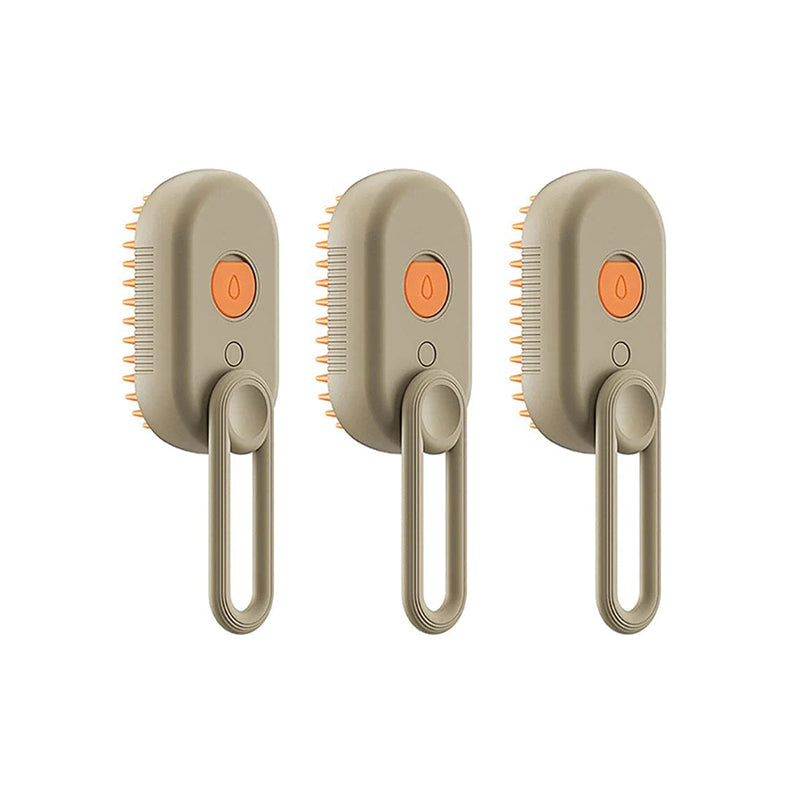 A dog's paw resting on the Pet Steam Grooming Brush, indicating comfort during pet care routine