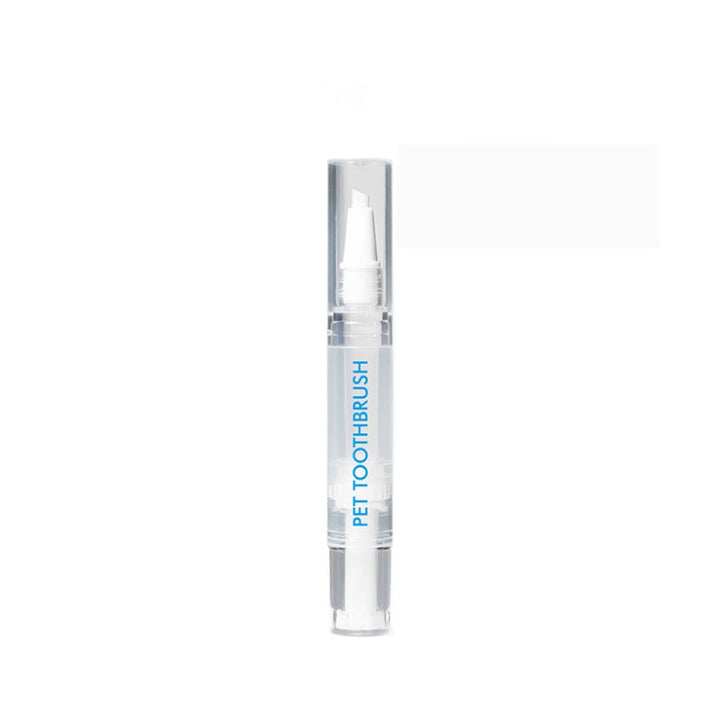 Various pet supplies, including the toothbrush pen, for complete pet care and dental hygiene.