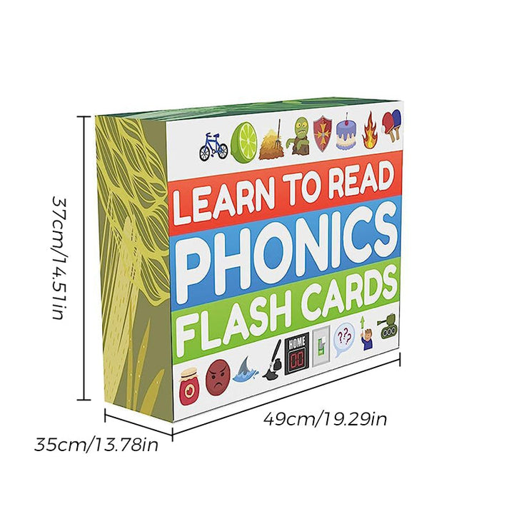 Complete set of early reading phonics flashcards arranged on a desk, ready for engaging educational play.