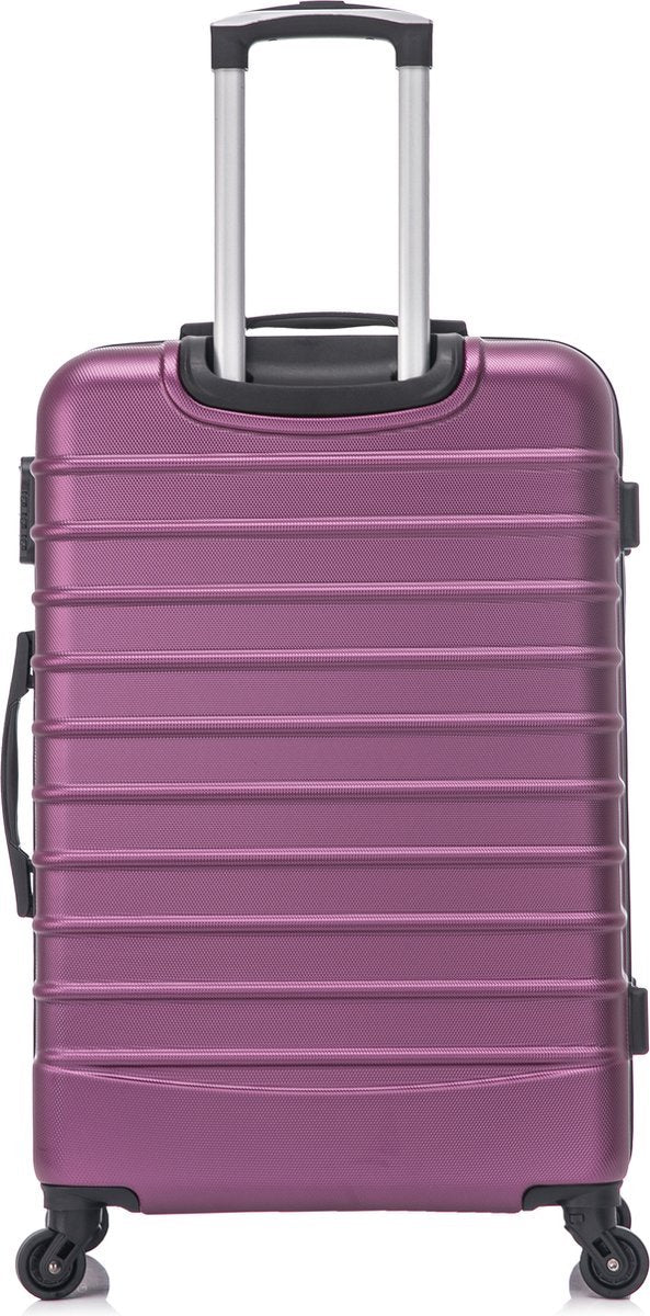 Stylish pink hard shell 2-piece luggage set, ideal for any travel, includes a carry-on and a checked bag.