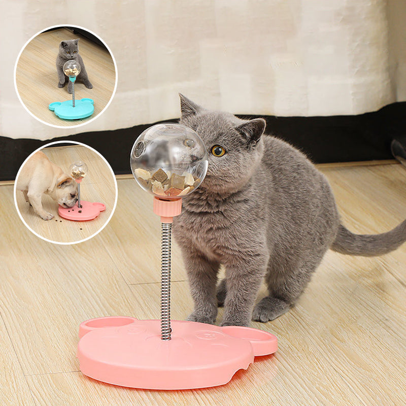 Pink interactive pet treat dispenser toy for cats & dogs, puzzle feeder