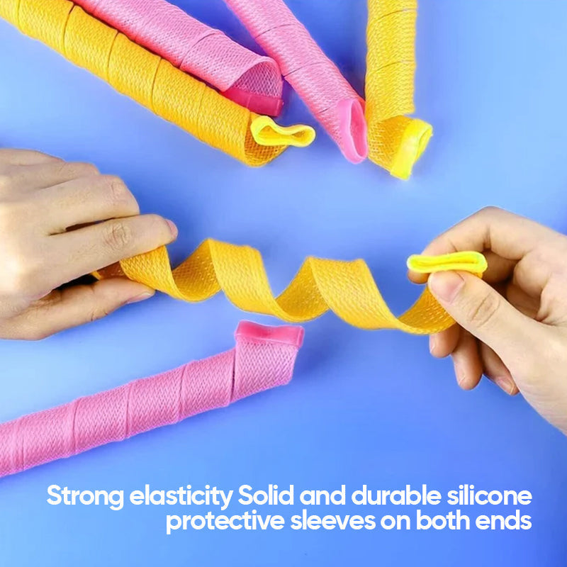 Damage-free heatless curlers, vibrant pink & orange for beautiful hair waves & voluminous look