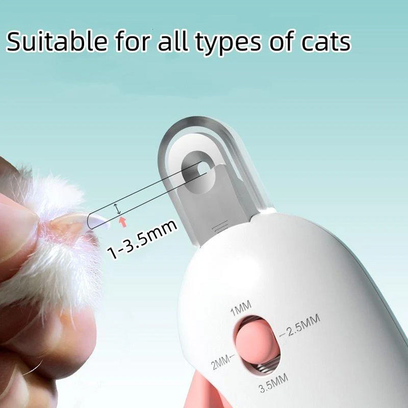 Pink Pet Nail Clippers with adjustable aperture & safety guard for safe cat/dog grooming