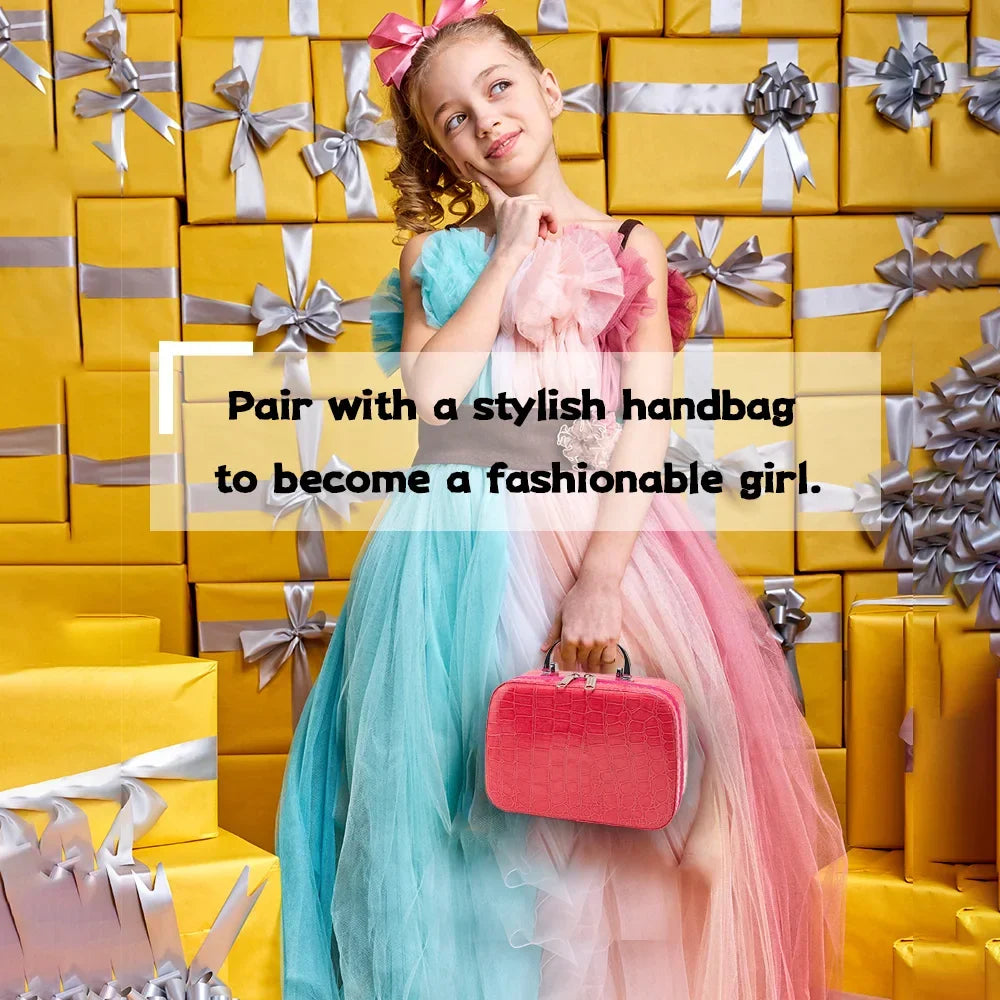 Playbella kids' pretend play makeup kit with a sturdy pink carry case, perfect for organizing toddler dress-up toys.