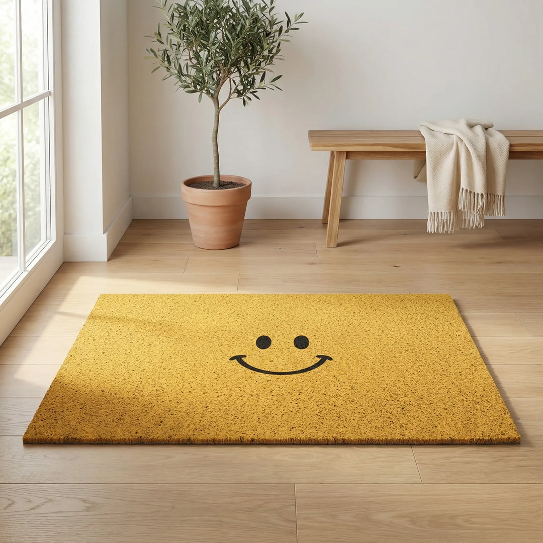 Indoor area rug with playful Flowique wave design, non-slip welcome mat for home decor.