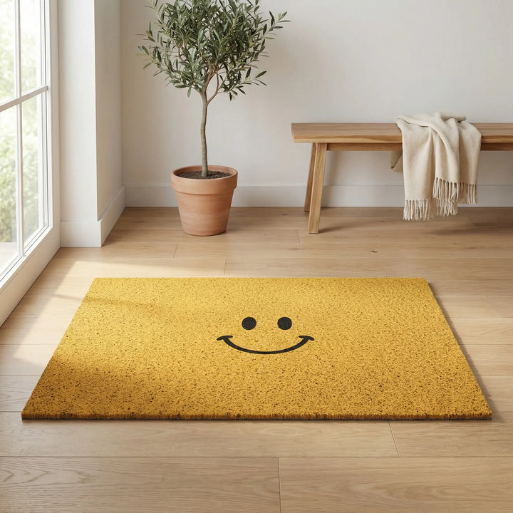 Indoor area rug with playful Flowique wave design, non-slip welcome mat for home decor.