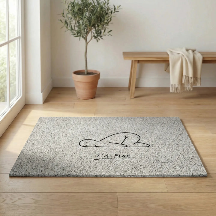 Durable Flowique wave welcome mat, water-resistant & playful, perfect for modern entryways.