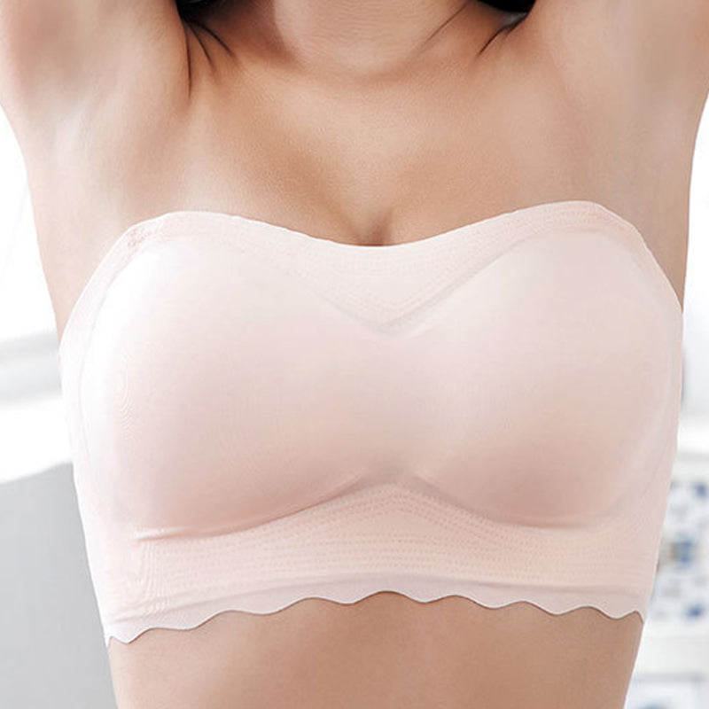 Back view of a plus size women's strapless push up bra, showing band detail.